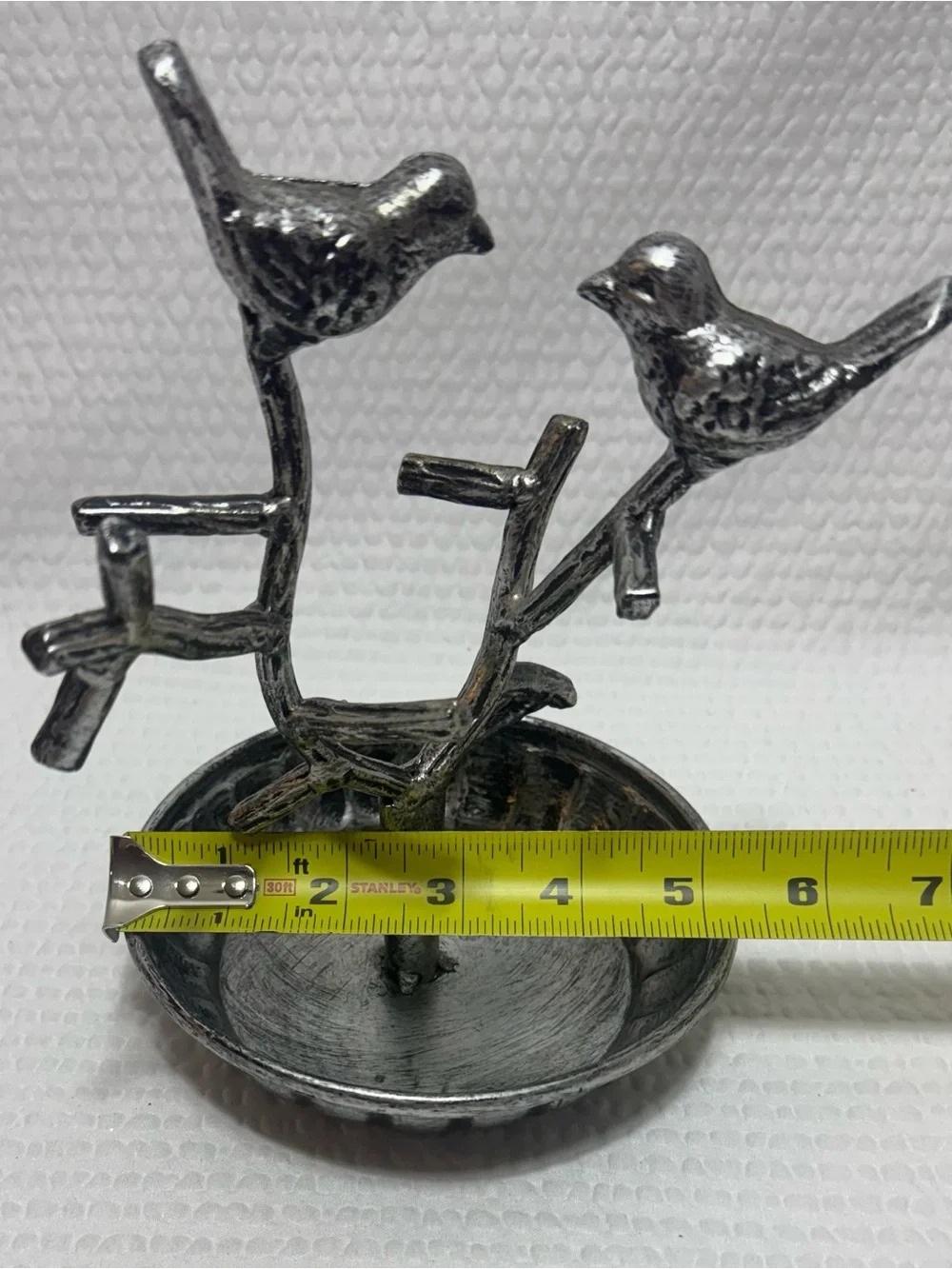 Metal Bird Branch Jewelry Dish - Silver Tone holder